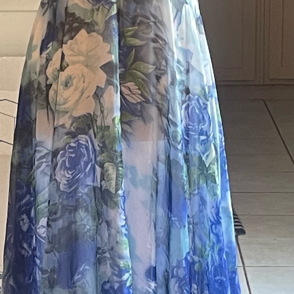 Floral Blue and White Maxi Dress